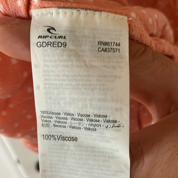 NWT  Rip Curl Tallow Spot Peachy Coral Romper with Tie Waist & Pockets (L) - Picture 10 of 10